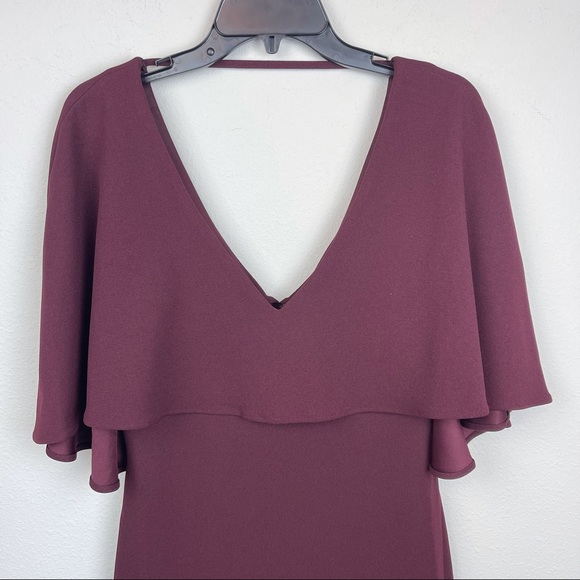 NWT Belle Badgley Mischka Burgundy Cape Dress - Picture 7 of 15